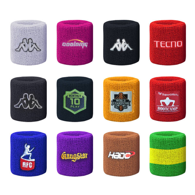 Custom Cotton Terry Cloth Sport Exercise Tennis Wrist Wristband Embroidery Sweatband