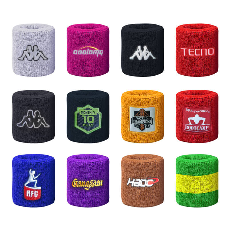 Custom Cotton Terry Cloth Sport Exercise Tennis Wrist Wristband Embroidery Sweatband