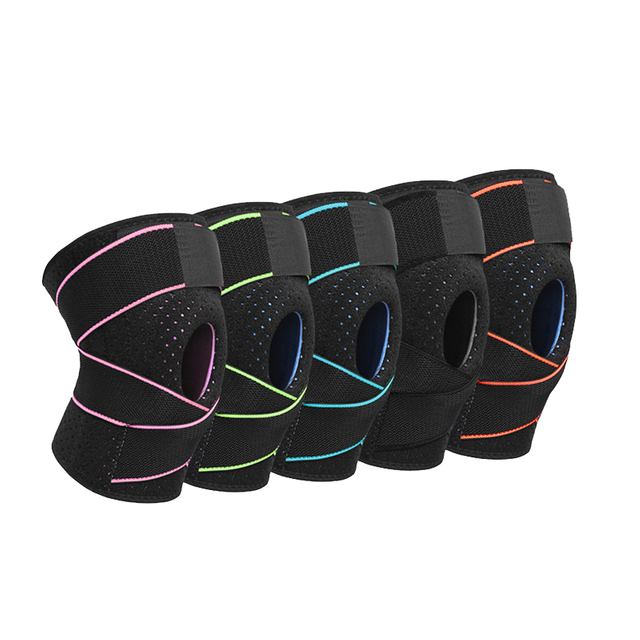 Patella Gel Pad Adjustable Open Knee Support with Side Spring Stabilizers Elastic Bandage Knee Brace