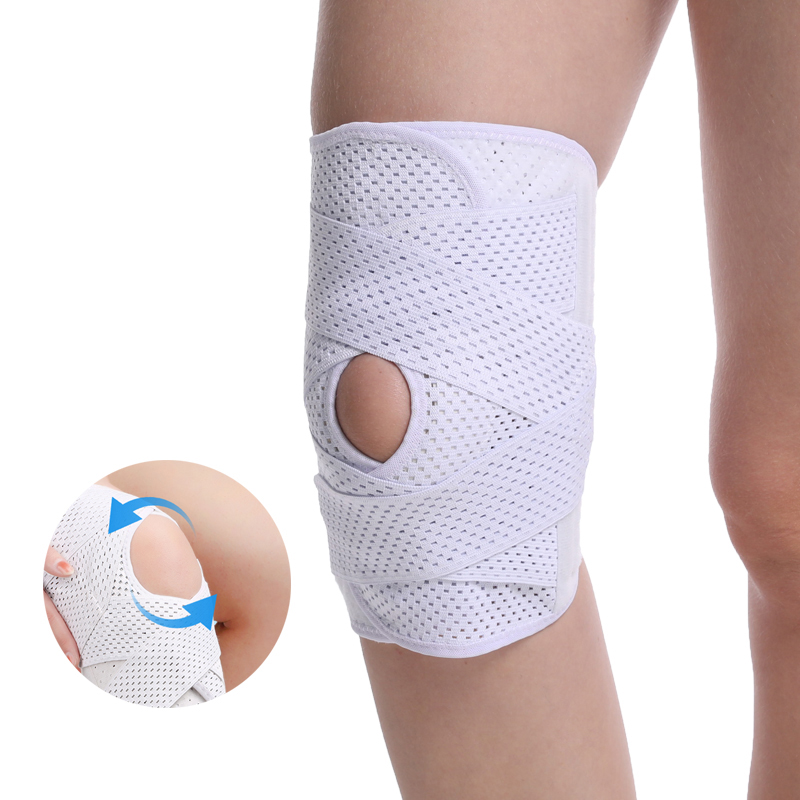 Breathable Multi-size Open Knee Support with Adjustable Knee Wrap,Air Mesh Fabric And Ultra-Soft Bandage