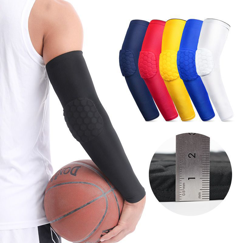 Lycra Elbow Arm Sleeves with Honeycomb Elbow Pads for Basketball Elbow Sleeves Comfortable Wear Compression
