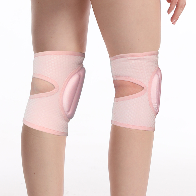 Pink/Black Pole Dance Knee Pad with Pocket Knee Guard with Thicken Sponge Pad Sticky Silicone Non-slip